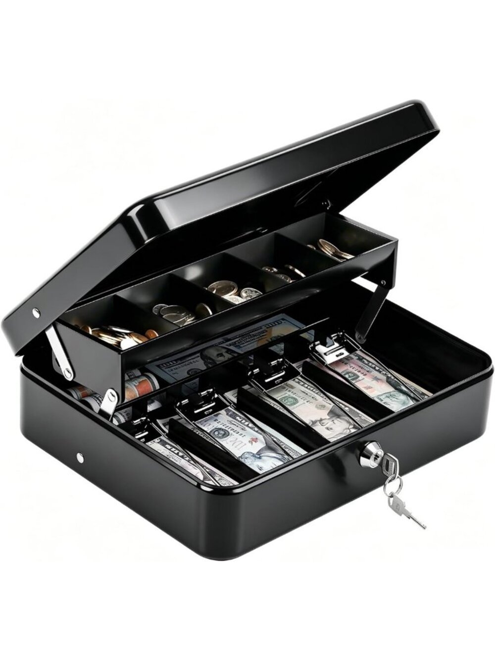 Portable Cash Box with Key Lock – Steel Money Drawer for Vendors & Small